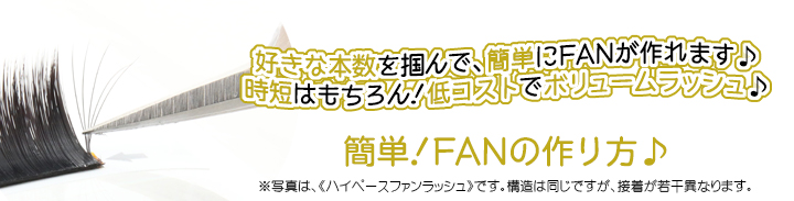 好きな本数を掴んで、簡単にFANが作れます♪時短はもちろん！低コストでボリュームラッシュ♪